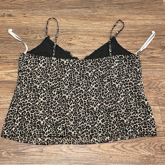 Guess Leopard Print Cami Tank Top Blouse Tan Black Cream Size XL - Picture 4 of 8